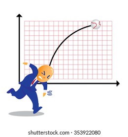 Business man Throw ball show rise of the graph. Business concept do best for success.