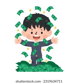 business man throwing  dollar cash money 