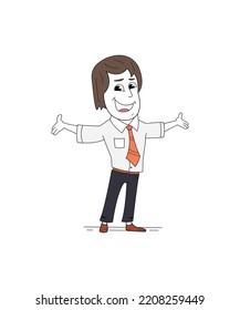 Business man  throwing up his hands isolated illustration on white background. 