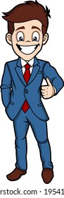 business man thumbs up vector cartoon illustration