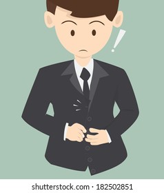 Business man tidy up his suit's button button put on wrongly and the rest are wrong too 