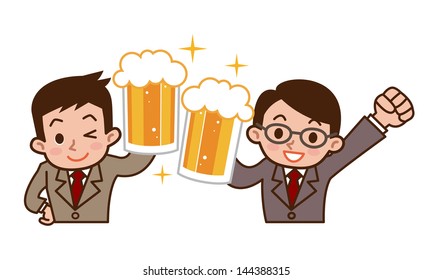 Business man to toast with beer