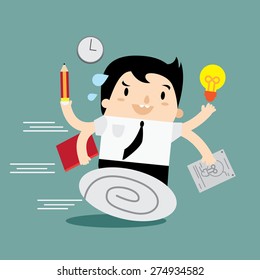 Business man tried hard in hurry deadline with passion and great idea
