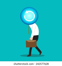 Business man so tried need to push refresh button