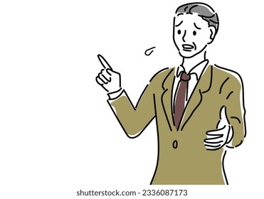 business man in trouble hand drawing illustration, vector