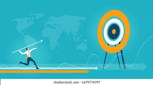 Business man trying to hit the target. 