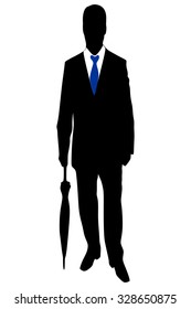 business man with umbrella isolated on white