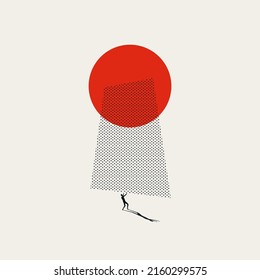 Business man under pressure vector concept. Symbol of hard work and danger of burnout. Minimal design eps10 illustration