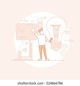 Empresario Utilizar Gráfico De Gráfico De Gráfico De Gráfico De Gráfico De Vector De Línea Delgada
