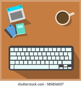 business man use dekstop computer,monitor and keyboard
