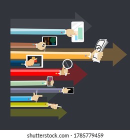 Business man use technology communicate modern Idea and Concept Vector illustration.