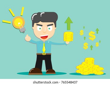Business man using IDEA to gain more profit