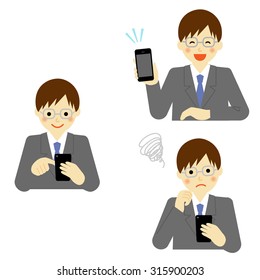 Business man using smart phone, vector eps10