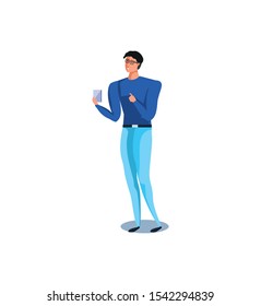 business man using smartphone device vector illustration design
