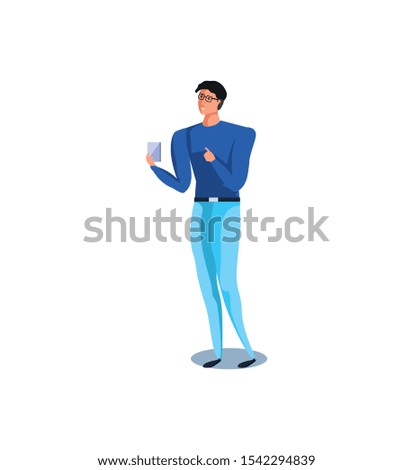 business man using smartphone device vector illustration design