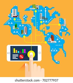 Business man using smartphone sent information