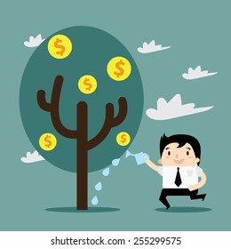 Business Man Value Invester plant Money Tree