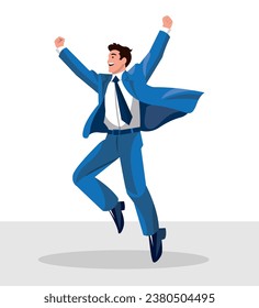 Business man vector with cartoon style, cartoon business man celebration with jumping style