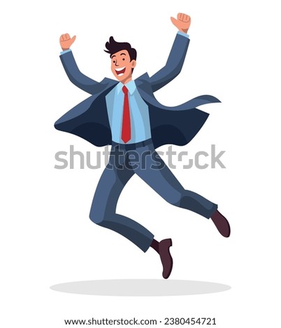 Business man vector with cartoon style, cartoon business man celebration with jumping style