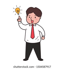 Business man vector. business man character design. lamp idea vector.