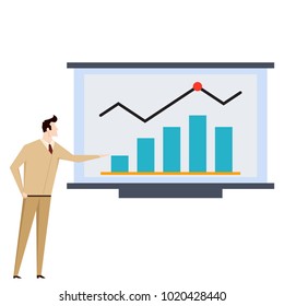 Business man vector. free space for text. wallpaper. background. business graph.