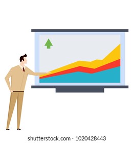 Business man vector. free space for text. wallpaper. background. business graph.