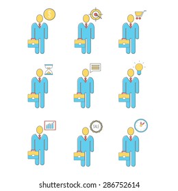 Business man vector icon set