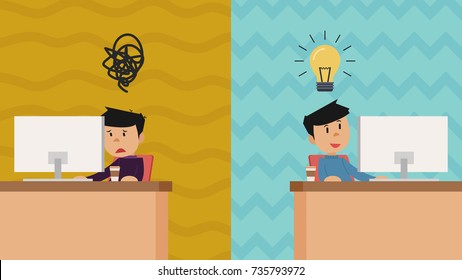 Business man vector on line background. free space for text.