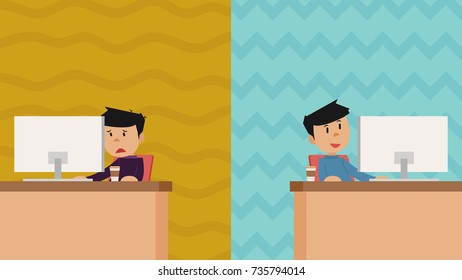 Business man vector on line background. free space for text.
