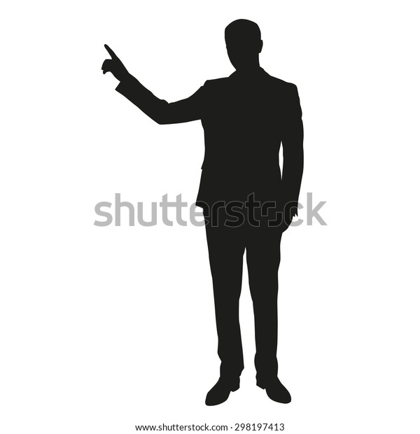 Business Man Vector Silhouette Show Something Stock Vector (Royalty ...