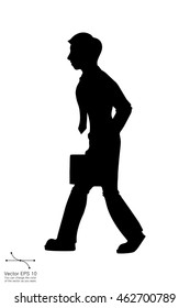 Business Man Walking with Briefcase. vector illustration