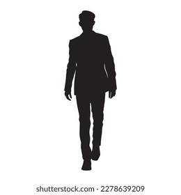 Business man walking confident front view vector silhouette.
Category
People
