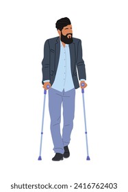 Business Man walking with crutches vector isolated