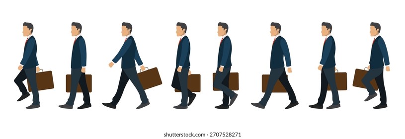 Hombre de negocios caminando Vector de bicicleta