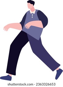 Business man walking in flat style