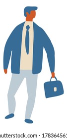 Business Man walking Flat Vector Character isolated