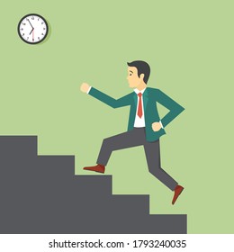 business man walking in upstairs vector illustration design template 