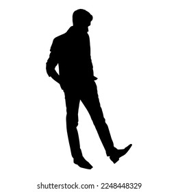 A business man walks and his hands in his pockets  Vector image white background 