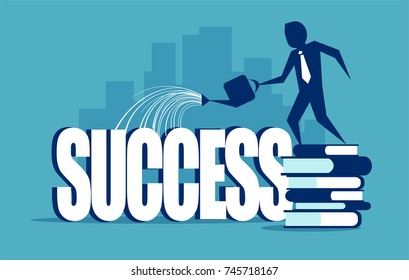 Business Man Watering Word Success Stock Vector (Royalty Free ...