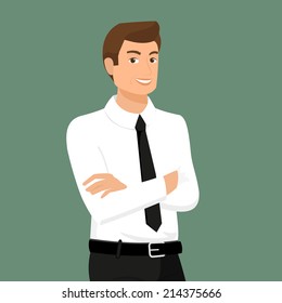 Business man wearing with shirt isolated on green background