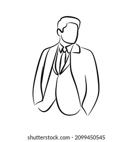 business man wearing suit blazzer line art silhouette