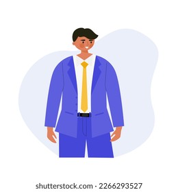Business man wearing tuxedo flat cartoon character.