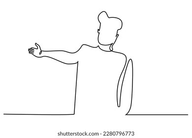 business man welcome hand shows pointing home house real estate