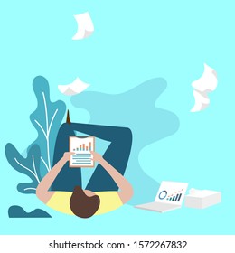 A business man while working on tablet on holiday time. A man laydown with his tablet working in finance business field