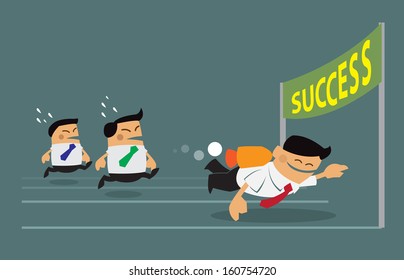 business man winner of economy, to successful marketing and leadership concept