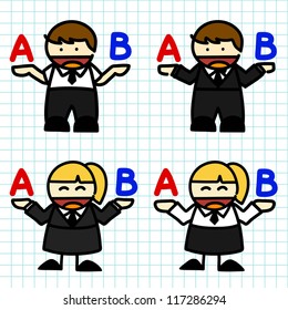 Business man and woman cartoon. vector