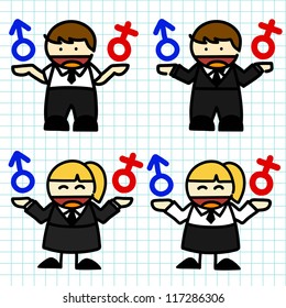 Business man and woman cartoon. vector