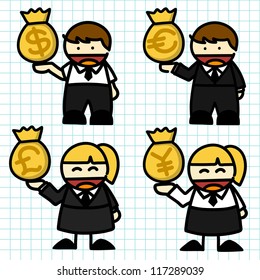 Business man and woman cartoon. vector