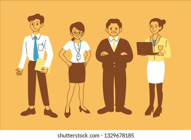 Business man and woman character. flat design style minimal vector illustration