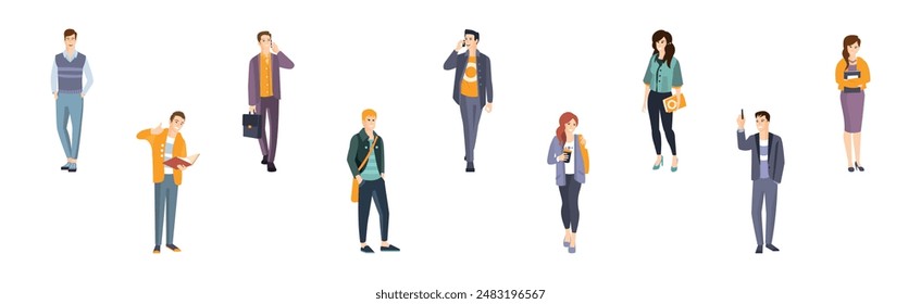 Business Man and Woman Character as Office Employee Vector Set